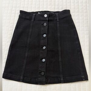 Black Button-Front Mini Skirt